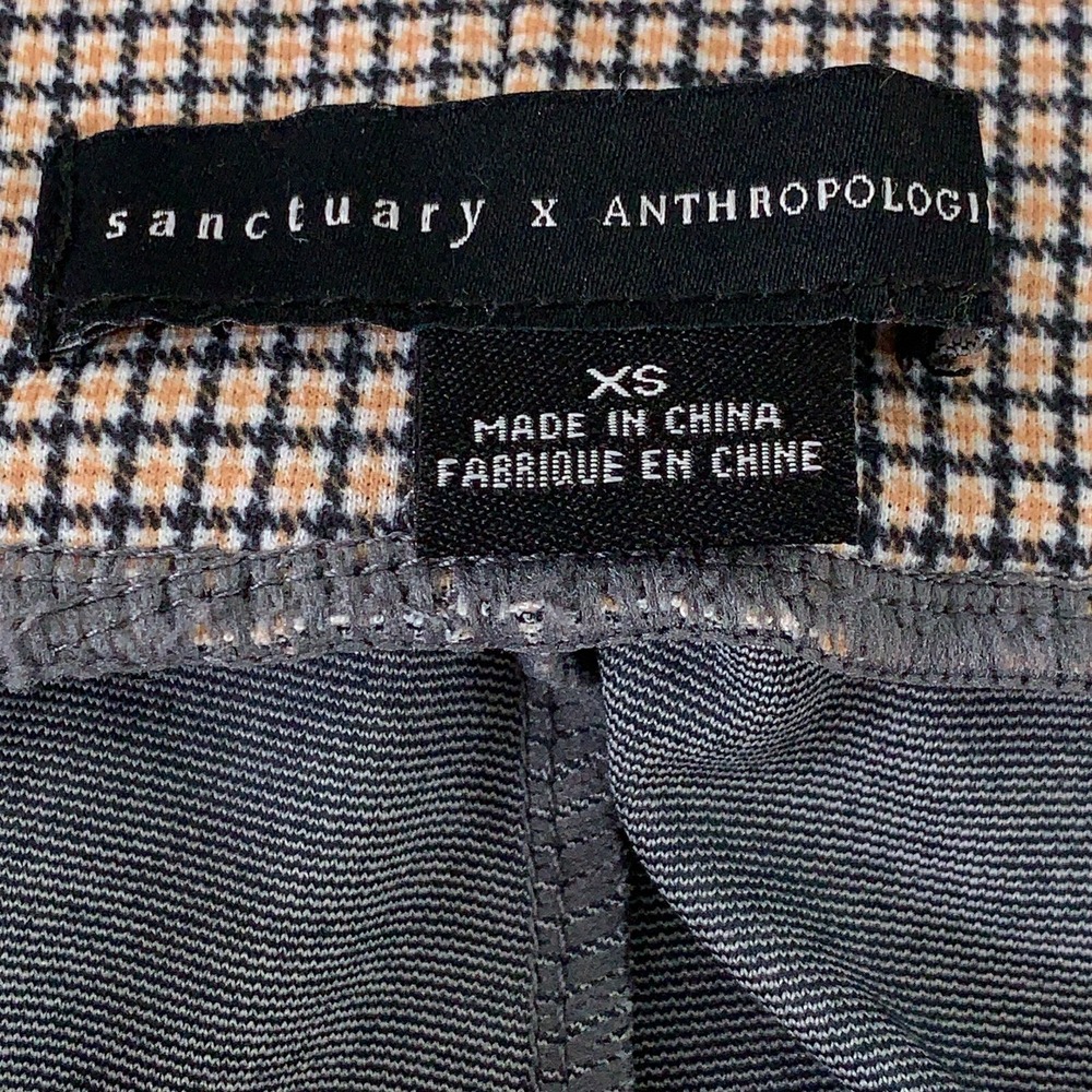 Sanctuary x Anthropologie Womens XS Neutral Check Pull On Flare Leggings NWT - Picture 3 of 10